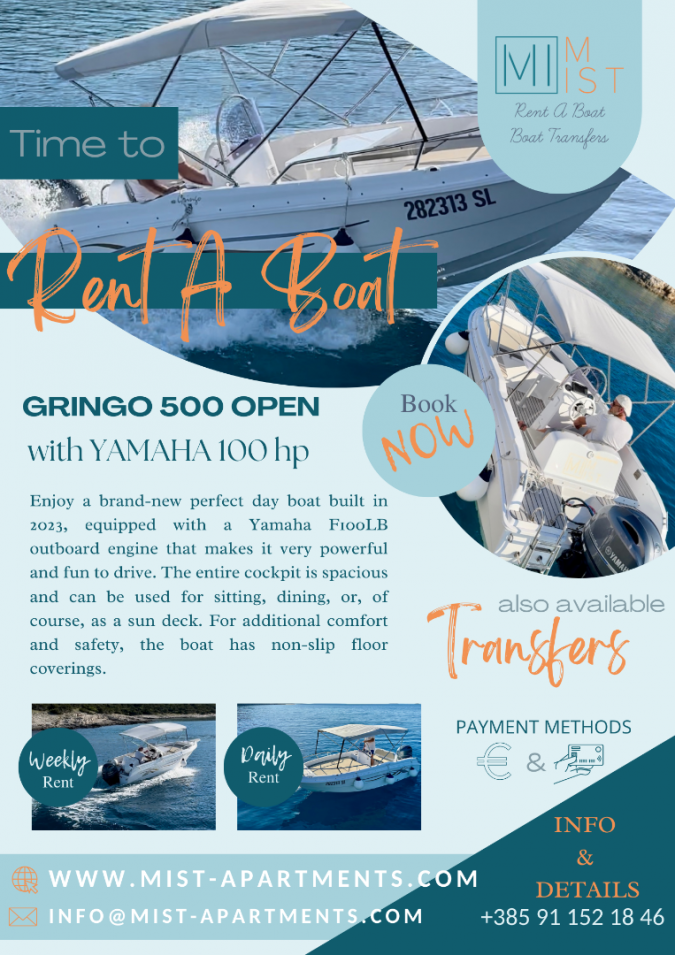 !NEW! RENT A BOAT, MIST Apartments / Rent A Boat / Boat Transfers otok Ist