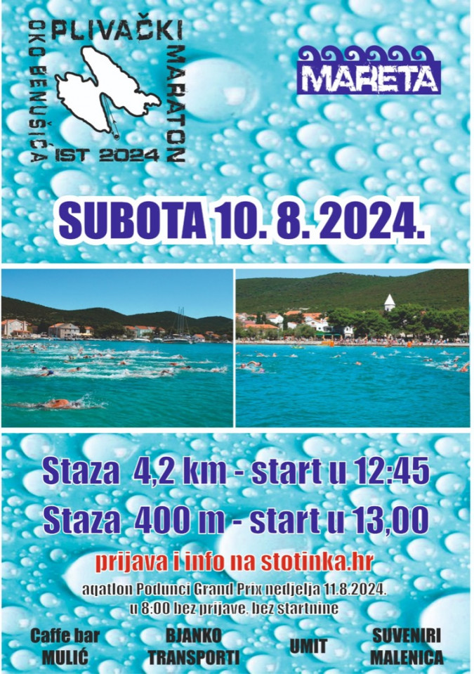 Plivački maraton oko Benušića, MIST Apartmani / Rent A Boat / Boat Transfers otok Ist